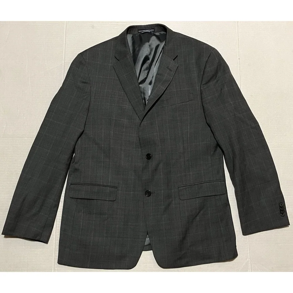 tommy hilfiger suit jacket blazer Wool Blend‎ Dark Gray Black Size 36 Checkered